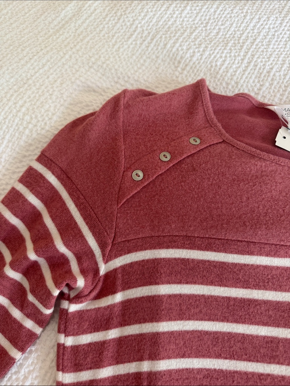 Market & Spruce Rose Pink and White Striped Long Sleeve Top - Picture 4 of 5